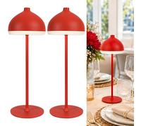 LuminexDesigns 2-Pack Cordless Table Lamp-5200 mAh Rechargeable LED Bedside & Bathroom Lamp with 3 Light Colours,Dimmable Touch Control,Portable Lamp for Office,Living Room,Ruby Red