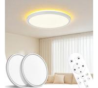 LuminexDesigns 2-Pack LED Ceiling Light Dimmable - 30W Ceiling Lamp Flat with Remote 2000K Backlight, Warm Night Light & Timer, Modern Round 30CM Fittings for Living Room Bedroom Kitchen OVIA LA24