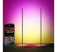 LuminexDesigns 2-Pack LED Corner Floor Lamp Colour Changing - Smart RGBIC Standing Lamp Black 150cm Dimmable Alexa Remote App Control Modern Mood Ambient Light Bar Music Sync for Living Room Bedroom