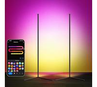 LuminexDesigns 2-Pack LED Corner Floor Lamp - Smart RGBIC Standing Lamp Black 150cm Dimmable Alexa Remote App Control Modern Mood Ambient Light Bar Music Sync for Living Room Bedroom (Without Plug)