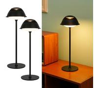 LuminexDesigns 2-Pack Rechargeable LED Table Lamp - Industrial Cordless Touch Dimmable, Matte Black Vintage Metal Design, Wireless Retro Accent Lamp for Bedside, Living Room, Office, Study Café & Bar