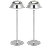 LuminexDesigns 2-Pack Rechargeable LED Table Lamp - Modern Cordless Touch Dimmable, Sleek Silver Metal Stylish Design, Chrome Accent Lamp for Bedside, Living Room, Office, Study, Café & Bar