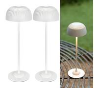 LuminexDesigns 2 Pack Wireless Table Lamp Rechargeable with Full Aluminium Body, Modern 5200mAh Mushroom Touch Bedside Lamp with 3 Colour Modes, IP54 Perfect for Living Room Bedroom & Home Décor