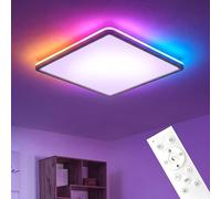 LuminexDesigns 24W LED Ceiling Light RGB with Remote Control, Dimmable Ceiling Lamp with Backlight, Memory Function, IP44 Waterproof for Bathroom, Bedroom, Living Room, Kitchen (Square 30cm) KARO CL00
