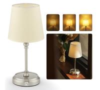 LuminexDesigns Bedside Lamps, 5200 mAh Rechargeable Cordless Table Lamps for Living Room with Bulb Included, Dimmable, Touch Control, 3-in-1 Shade, for Bedroom, Dining,Home Décor -Sliver