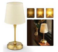 LuminexDesigns Bedside Lamps, 5200 mAh Rechargeable Cordless Table Lamps for Living Room with Bulb Included, Dimmable, Touch Control, 3-in-1 Shade, for Bedroom, Dining,Home Décor - Gold