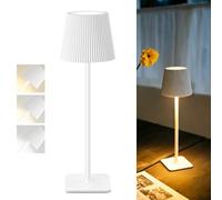 LuminexDesigns Cordless Rechargeable LED Table Lamp - 5200mAh Battery, Stepless Dimming, 3 Colour Temperatures, IP54 Water-Resistant, for Indoor & Outdoor Use - White