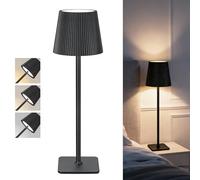 LuminexDesigns Cordless Rechargeable LED Table Lamp - 5200mAh Battery, Stepless Dimming, 3 Colour Temperatures, IP54 Water-Resistant, for Indoor & Outdoor Use - Black