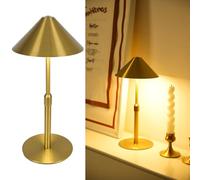 LuminexDesigns Cordless Rechargeable Table Lamp - Adjustable Height Brass Metal Wireless Lamp, Touch Dimmable 3000K-6000K, IP54 Waterproof Table Lamp for Bedroom, Bathroom, Garden & Patio, Gold