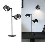 LuminexDesigns Cordless Table Lamp Rechargeable - Touch Dimmable LED Bedside Lamp with USB, Black Modern Industrial Desk Lamp with Battery, Dual Detachable Magnetic Head for Bedroom Living Room Office