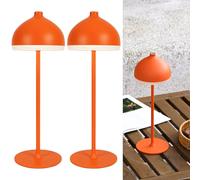 LuminexDesigns Dome TL13 2-Pack Cordless Table Lamp-5200 mAh Rechargeable LED Bedside & Bathroom Lamp with 3 Light Colours,Dimmable Touch Control,Portable Lamp for Living Room & Outdoor,Sunset Orange