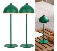 LuminexDesigns Dome TL13 2-Pack Cordless Table Lamp-5200 mAh Rechargeable LED Bedside & Bathroom Lamp with 3 Light Colours,Dimmable Touch Control,Portable Lamp for Living Room & Outdoor,Olive Green