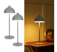 LuminexDesigns Dome TL13 2-Pack Cordless Table Lamp-Rechargeable LED Bedside & Bathroom Lamp with 3 Light Colours,Dimmable Touch Control,Portable Lamp for Office,Living Room & Outdoor,Elephant Grey