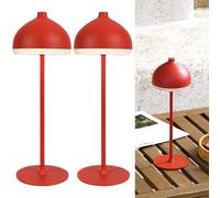 LuminexDesigns Dome TL13 2-Pack Cordless Table Lamp-Rechargeable LED Bedside & Bathroom Lamp with 3 Light Colours,Dimmable Touch Control,Portable Lamp for Office,Living Room & Outdoor,Ruby Red