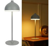 LuminexDesigns Dome TL13 Cordless Table Lamp-Rechargeable LED Bedside & Bathroom Lamp with 3 Light Colours,Dimmable Touch Control,Portable Lamp for Office,Living Room & Outdoor,Elephant Grey