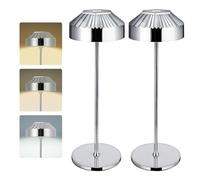 LuminexDesigns Dome TL16 Set of 2 Mini Cordless LED Table Lamps, Moderm Rechargeable & Dimmable Touch Control - IP54 Weather-Resistant Portable Bedside Lamps for Bedroom, Office, Balcony, Garden
