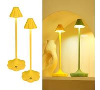 LuminexDesigns Flower Bedside Table Lamp Set of 2,Rechargeable Table Lamp for Living Room,Cordless Lamp for Long-Lasting Light,IP54 Flower Design,Dimmable for Cozy Atmosphere Mustard Yellow