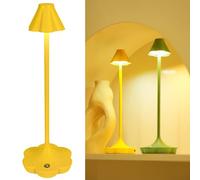 LuminexDesigns Flower Design Touch Control Bedside Lamp-Rechargeable Cordless Table Lamp,Dimmable Metal Designer Lamp for Bedroom,Living Room & Cozy Atmosphere,Mustard Yellow