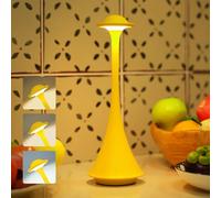 LuminexDesigns Futuristic Cordless LED Table Lamp Rechargeable-Minimalist Mustard Yellow Metal Design,Touch Dimmable Bedside Lamp for Living Room,Dining Table & Cozy Ambient Lighting