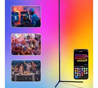 Luminexdesigns Led Corner Floor Lamp - Smart Rgbic Standing Black 150 Cm Dimmable Alexa Remote App Control Modern Mood Ambient