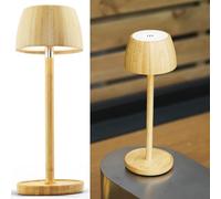 LuminexDesigns LED Table Lamp Wooden Design, Dimmable Cordless Rechargeable Lamp - Touch Control Bedside Light with 3 Colour Temperatures, Eye-Care Desk Lamp for Living Room, Office, Bedroom
