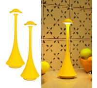LuminexDesigns LUNO TL15 2-Pack Futuristic Cordless LED Table Lamp Rechargeable-Minimalist Mustard Yellow Metal Design,Touch Dimmable Bedside Lamp for Living Room,Dining Table & Cozy Ambient Lighting