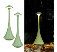LuminexDesigns LUNO TL15 2-Pack Futuristic Cordless LED Table Lamp Rechargeable-Minimalist Sage Green Metal Design,Touch Dimmable Bedside Lamp for Living Room,Dining Table & Cozy Ambient Lighting