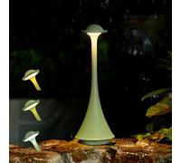 LuminexDesigns Rechargeable LED Table Lamp - Cordless Elegant Modern Green Minimalist Design, Touch Dimmable Metal Accent Light for Bedside, Living Room, Dining Room, Patio & Cozy Ambient Lighting