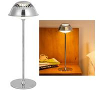 LuminexDesigns Rechargeable LED Table Lamp - Modern Cordless Touch Dimmable, Sleek Silver Metal Stylish Design, Chrome Accent Light Waterproof for Bedside Living Room Office Café Bar Patio Outdoor