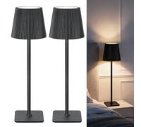 LuminexDesigns Rechargeable Table Lamp Set of 2 LED Cordless Lamps - 5200mAh Battery, Stepless Dimming, 3 Colour Temperatures, IP54 Water-Resistant, for Indoor & Outdoor Use - Black
