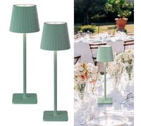 LuminexDesigns Rechargeable Table Lamp Set of 2 LED Cordless Lamps - 5200mAh Battery, Stepless Dimming, 3 Colour Temperatures, IP54 Water-Resistant, for Indoor & Outdoor Use - Green