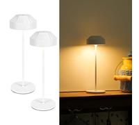 LuminexDesigns Set of 2 Mini Cordless LED Table Lamps, Moderm Rechargeable & Dimmable Touch Control - IP54 Weather-Resistant Portable Bedside Lamps for Bedroom, Office, Balcony, Garden