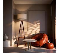 Luminexdesigns Tripod Floor Lamp With Shelf, Linen Shade, Foot Switch, Bulb Excluded