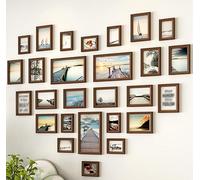 Luminexia 27 Pcs Multi Picture Frames Collage,Heart Shaped Photo Frame Wall Set,Solid Wood Photo Frame Wall Art Hanging Gallery,Birthday Gift For Parents Woman Wedding Anniversary,Mix Size