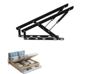 Luminexia 2pcs Folding Bed Lifting Mechanism, Black, 1500mm, Storage Bed Lift Kit, Pneumatic Rod, Gas Spring, Space Saving, Foldable, Built-in Storage