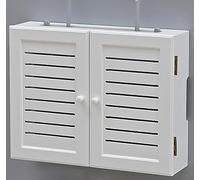 Luminexia Wall-Mounted Wireless Router Storage Box,Punch-Free Wooden Set-Top Box Shelf,Multi-Functional Multimedia Decorative Shielding Box,Organize Cables,Save Space,Open-Door Design