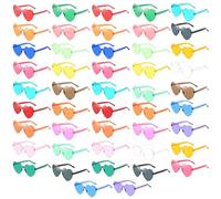 LUMINFLY 48 Pairs Heart Shaped Sunglasses, Vibrant Rimless Shades For Outdoor Use, Sunlight Shield, Pc Frame, Available In 22 Lively Colors, Lightweight Ideal For Travel And Events