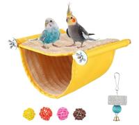 LUMINFLY Hammock Nest Bed for Birds with Rattan Balls & Grinding Stone, Fleece Warm Bird House Bed for Parrots, Budgies, Parakeets, Cockatiels