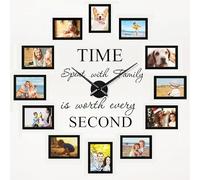 Luming DIY Wall Clock Large Picture Frame Collage Wall Clocks Modern Living Room Clock Wall 12 Pieces Picture Frame 10 x 15 Black Picture Frame Set Photo Frame for Multiple Photos Wall Clock Black