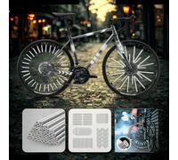 LuminKing Bike Reflectors & Reflector Badges - Silver Coloured - 60 Pieces Reflective Sticks Attached to Bike Spokes & 50 Reflective Stickers on Helmet and Frame - Softer Material, 160m Visibility