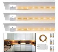 Luminoodle Click 3-Pack - Warm White 1 Meter Battery Powered Tap Light Strip for Closet, Pantry, LED Shelf Lighting - Wireless Adhesive String Push Li