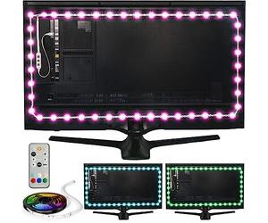 Luminoodle Color Bias Lighting - USB LED TV Backlight with Color, Adhesive RGB Strip Lights with Wireless Remote & Built-in Controller - XX-Large (60"