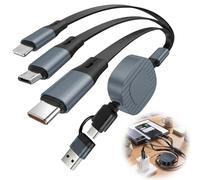 Luminor Peak 100W Multi Charger Cable USB C/A, 6 IN 1 /120CM PD 6A Fast Charging Retractable Phone Charger Charging Cables for iPhone USB C Type C Cord for Multiple Devices Travel Office Home Car Use