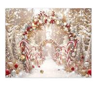 Luminora 10x8ft Bokeh Winter Red Candy Canes Arch Backdrop Christmas Trees Snowy Forest Gifts Background Merry Christmas Eve Decor Photo Banner Props