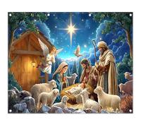 Luminora 10x8ft Christmas Nativity Backdrop Star Religious Belief Baby Jesus Sheep Angel Background Kids Birthday Holiday Party Decoration Photo Banner Props
