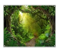 Luminora 10x8ft Fabric Rainforest Photography Backdrop Jungle Forest Tropical Nature Scenery Background Camping Party Decorations Photo Banner Props