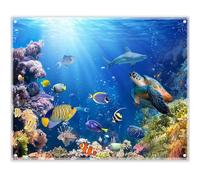 Luminora 10x8ft Fabric Under The Sea Backdrop Underwater Ocean Colorful Fish Coral Aquarium Background Kids Party Decorations Outdoor Indoor Photo Banner Props