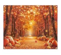 Luminora 10x8ft Orange Fall Backdrop Autumn Maple Leaves Pumpkin Friendsgiving Background Warm Family Holiday Birthday Baby Shower Decorations Party Photo Banner