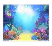 Luminora 10x8ft Summer Under The Sea Backdrop Cartoon Ocean Underwater Princess Girl Background Birthday Baby Shower Party Decorations Photo Banner Props