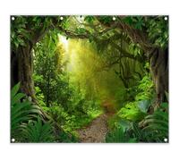 Luminora 10x8ft Tropical Jungle Forest Photography Backdrop Rainforest Trees Nature Wall Tapestry Background Wild Camping Party Banner Decorations Kids Birthday Photo Booth Props